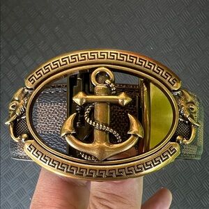 Gold Anchor Buckle Brown Belt
